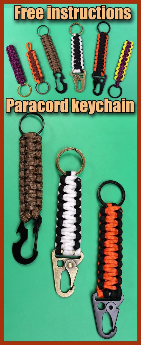 Easy Paracord Keychain, Paracord Keychain Instructions, Keychain Ideas Diy, Parachute Cord Crafts, Paracord Bracelet Instructions, Backpack Charms, Paracord Projects Diy, Paracord Accessories, Paracord Bracelet Patterns