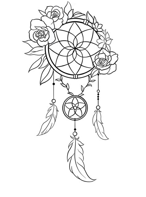 Dream Catcher Sketch Pencil, Embroidery Dream Catcher, Drawing Tattoo Sketches Ideas, Dream Catcher Outline, Color Tattoos For Women, Simple Dream Catcher Tattoo, Dream Catcher Sketch, Atrapasueños Tattoo, Dragon Tattoo Stencil