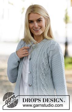 Drops Knitting Patterns Free, Free Aran Knitting Patterns, Cable Cardigan Knitting Patterns, Cable Knit Sweater Pattern, Ladies Cardigan Knitting Patterns, Aran Knitting Patterns, Knit Cardigan Pattern, Knitting Paterns, Knitting Patterns Free Cardigans