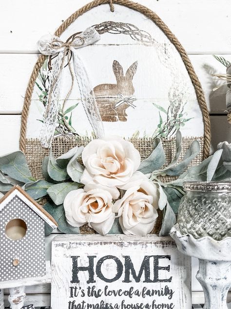 DIY Dollar Tree Shabby Chic Easter Decor Chic Easter Decor, Shabby Chic Easter Decor, Neutral Easter Decor, Dollar Tree Easter Decor, Dollar Tree Easter Crafts, Dollar Tree Flowers, Diy Easter Decor, Farmhouse Easter Decor, Easter Wreath Diy