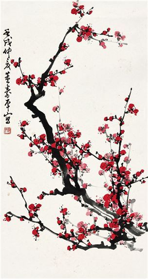 Plum Blossom Painting, Chinese Blossom, Cherry Blossom Tree Tattoo, Cherry Blossom Drawing, Blossom Tree Tattoo, Red Cherry Blossom, Japanese Blossom, Cherry Blossom Wallpaper, Cherry Blossom Painting