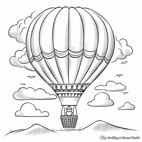 Balloon Coloring Pages, Shading Pencil, Hot Air Balloon Drawing, Balloon Drawing, Mom Coloring Pages, Hot Air Balloons Art, Kindergarten Coloring Pages, Urban Sketch, Haifa