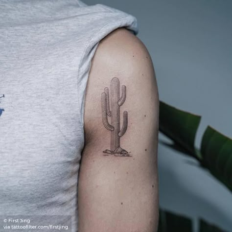 Fine line cactus tattoo, done with tight 3 needles. Line Cactus Tattoo, Healer Tattoo, Desert Tattoo, Cactus Tattoo, Framed Tattoo, Western Tattoos, Delicate Tattoo, Tattoo Portfolio, Estilo Hippie