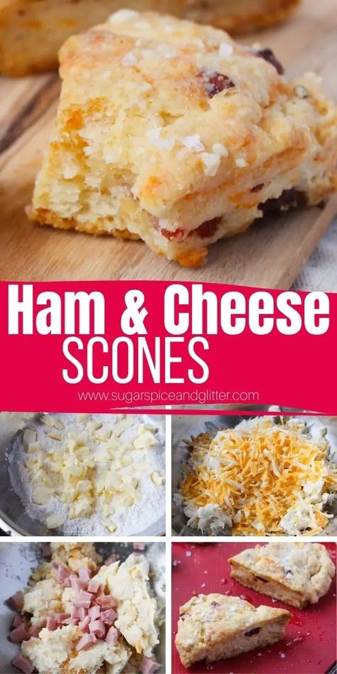 Ham And Cheese Scones, Savory Scones Recipe, How To Make Ham, Cheese Scone Recipes, Mini Scones, Scone Mix, Homemade Scones, Leftover Ham Recipes, Easy Ham