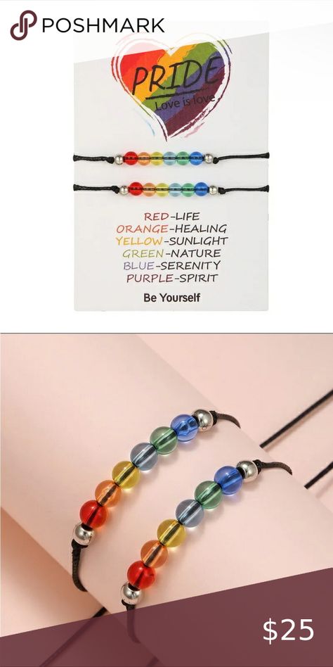 LGBT LGBTQ+ Pride Month 2PCS Rainbow Bracelets Lgbt Bracelet, Love Wins, Bangle Jewelry, Rainbow Bracelet, Rainbow Beads, Female Male, Adjustable Bangle, Love Is Love, Green Nature