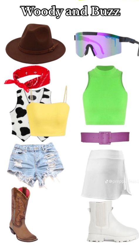 Cute Woody And Buzz Costumes, Disneybound Outfits Duo, Bestie Disney Costumes, Good Matching Halloween Costumes, Disney Duos Halloween Costumes, Cute Halloween Costumes For 2 Besties, Iconic Dous Outfits Halloween, Cute Friend Halloween Costumes For 2, Outfits Based On Cartoon Characters