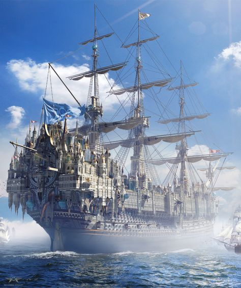 Nature Photography Sky, Pirate Ship Art, Old Sailing Ships, Photography Sky, Wallpaper Nature, Fantasy City, Fantasy Castle, Fantasy Places, Fantasy Setting