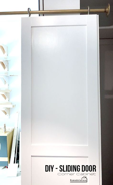 Sliding Door On Rod, Faux Door, Diy Sliding Door Room Divider, Diy Sliding Cabinet Doors, Make A Door Diy, Sliding Doors Diy, Diy Door Frame How To Build, Diy Crafts For Men, Diy Sliding Door Cheap