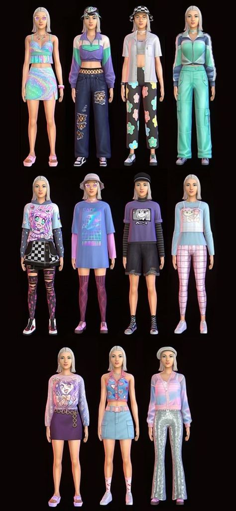 Sims 4 High School Outfits No Cc, The Sims 4 Outfit Ideas No Cc Aesthetic, Sims 4 Highschool Years Outfits, Ts4 Lookbook No Cc, Sims 4 High School Years Outfits, Cute Sims 4 Outfits No Cc, Sims 4 Nocc Outfits, Sims 4 Outfits Ideas, Sims4 Outfits No Cc