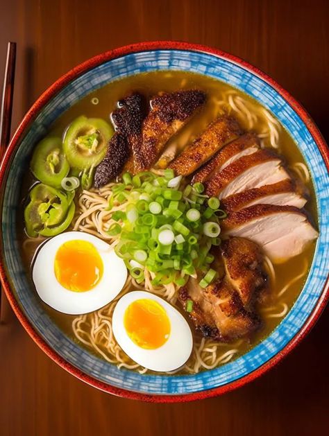 Savory Chicken Ramen Bowl Ramen Bowls Aesthetic, Ramen Noodle Bowls Chicken, Grilled Chicken Ramen, Korean Ramen Bowl, Ramen Bowls Recipe, Noodle Bowls Ramen, Ramen Noodle Recipes Chicken, Chicken Ramen Recipes, Chicken Ramen Bowl