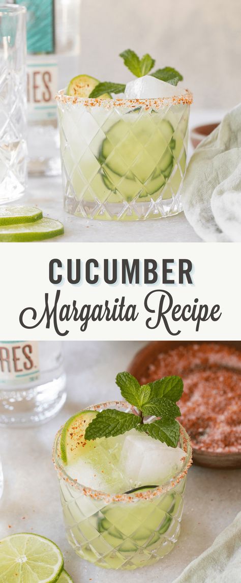 Cucumber Margarita Recipe, Margarita Mocktail Recipe, Recipes Cucumber, Lime Margarita Recipe, Cucumber Margarita, Cucumber Drink, Cucumber Cocktail, Cucumber Slices, Lime Margarita