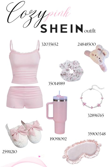 cozy pink girly shein outfit, pink bow, hello kitty, affordable shein outfit, pink girly fit Pink Girly Outfits, Outfits Bonitos, School Outfits For College, Kawaii Outfit Ideas, Girly Fits, Kitty Clothes, Hello Kitty Clothes, Victoria Secret Outfits, Outfit Pink