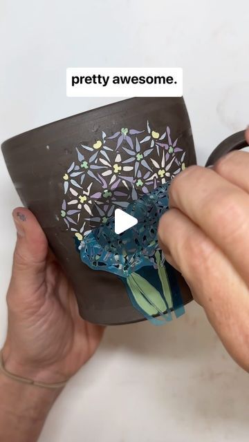 Ceramic Underglaze, Pottery Videos, Ceramic Techniques, Pottery Techniques, July 7, Pottery Designs, Cricut Vinyl, Cricut Design, Glaze