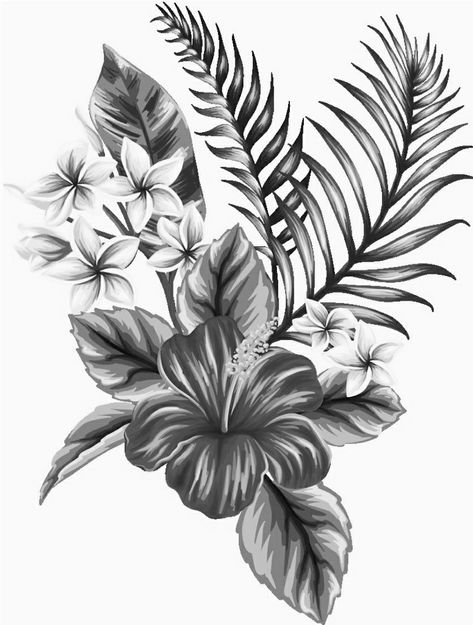 Nature Tattoos Stencil, Island Flowers Tattoo, Cute Big Back Tattoos For Women, Tropical Friend Tattoos, Hip Tattoos Women Leaves, Tropical Inspired Tattoos, Ocean Flowers Tattoos Sleeve For Women, Piece Of Me Tattoo, Ferm Tattoos