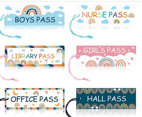 ArianQicult 6Pcs Boho Rainbow Hall Pass Fresh Classroom Magnetic Passes Reusable Waterproof Pass Card Set Nurse Pass Restroom Pass Library Pass Office Pass Teachers Classroom Supplies for School #affiliatelink Restroom Passes For Classroom, Restroom Pass, Supplies For School, Teacher Classroom Supplies, Teachers Classroom, Hall Pass, Rp Ideas, Job 1, Classroom Supplies