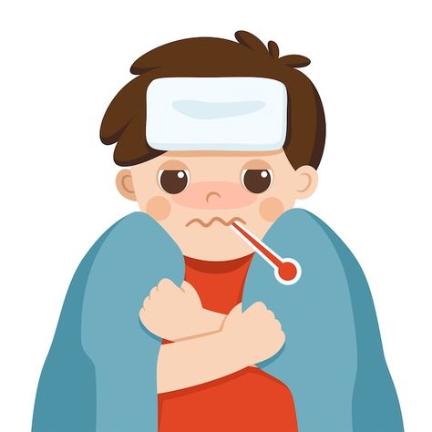 Vector sick cute boy with fever wrapped ... | Premium Vector #Freepik #vector #cute-boy #child-face #kid-character #boy Sick Drawings, Sticker Heart, Kids Fever, Sick Boy, Cute Drawing, Kids Vector, Warm Blanket, Warm Blankets, Cartoon Illustration