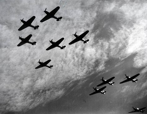 Hawker Hurricanes of Fighter Command fly in formation against the incoming German bombers attacking England 1940s Aesthetic, The Book Thief, Battle Of Britain, Royal Air Force, Narnia, Aircraft, Black And White, History, Black