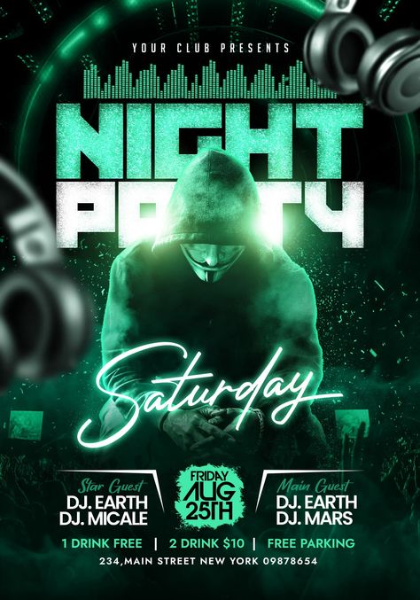 Free Flyer | Saturday Night Club DJ Party Flyer PSD | Flyer PSD Nightclub Flyer, Dj Party Flyer, Spa Flyer, Night Club Flyer, Christmas Flyer Template, Flyer Free, Free Psd Flyer, Restaurant Flyer, Real Estate Flyer Template