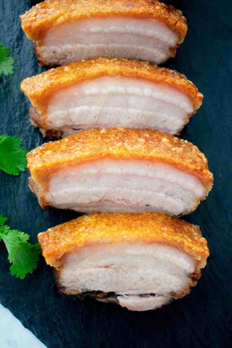 Crispy Roast Pork Belly, Air Fryer Pork Belly Recipes, Pork Belly Air Fryer Recipe, Pork Crackle, Crispy Roast Pork, Air Fryer Pork Belly, Roasted Pork Belly Recipe, Pork Belly Recipes Crispy, Chinese Roast Pork