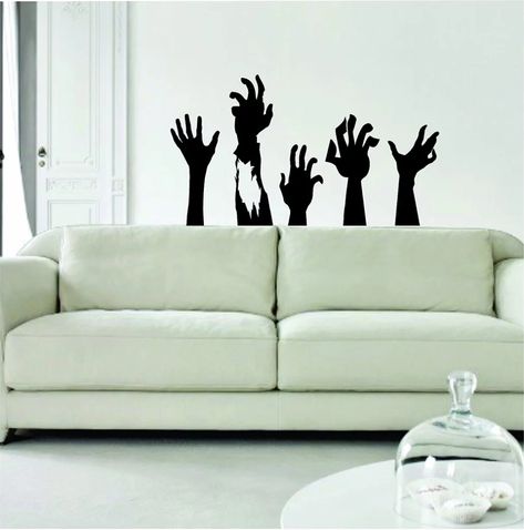 Zombie Hands, Halloween Decorations Apartment, Halloween Arts, Deco Halloween, Halloween Cricut, Shadow Monster, Office Halloween, Hands Design, Halloween Decor Diy