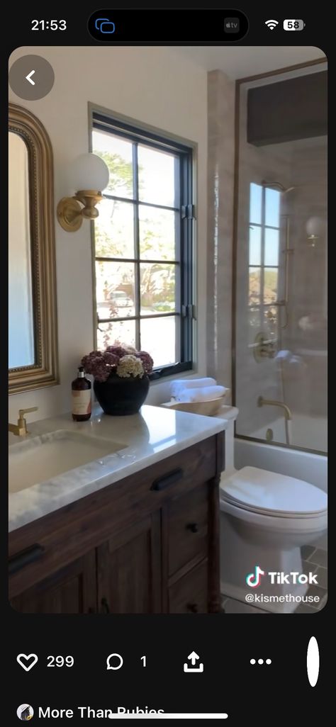 Brown Bathroom Vanity Ideas, Dark Brown Bathroom Ideas, Brown Vanity, Brown Bathroom Vanity, Dark Wood Bathroom, Brown Bathroom, Hall Bathroom, Bathroom Redo, Wood Bathroom