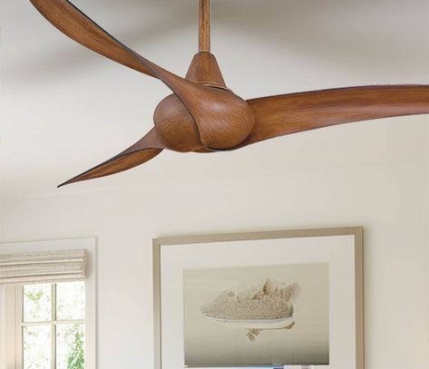 A truly unique design from Minka Aire The Wave draws inspiration from the oceans gracefully and tubular wave formations In addition to its creatively contemporary design, the Minka Aire Wave Ceiling Fan features a 52 in blade span and includes a handheld remote and a 6 in downrod Minka Aire Wave 52-in Distressed Koa Indoor Ceiling Fan and Remote (3-Blade) | F843-DK Cool Ceiling Fan, Wabi Sabi Ceiling Fan, Large Ceiling Fan Living Rooms, Aesthetic Ceiling Fan, Vaulted Ceiling Fan, Coastal Ceiling Fans With Lights, Chic Ceiling Fan, Boho Ceiling Fan, Wave Ceiling