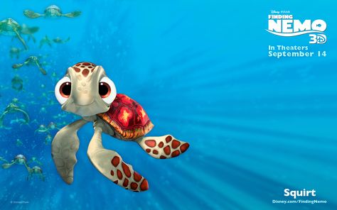 Squirt - Pixar Wiki - Wikia Finding Nemo Turtle, Crush Finding Nemo, Dory Characters, Finding Nemo Characters, Turtle Wallpaper, Finding Nemo 2003, Disney Finding Nemo, Turtle Love, Turtle Painting