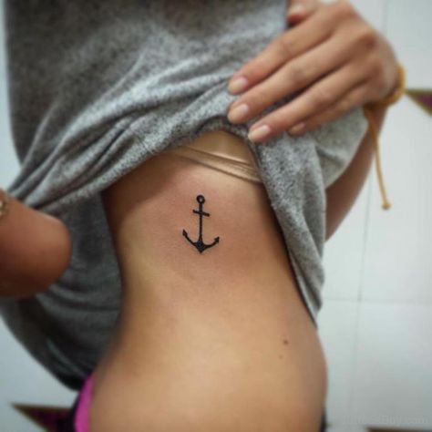 Tattoos On Side Ribs, Anchor Tattoo, Sides For Ribs, Rib Tattoo, Fish Tattoos, Jesus Fish Tattoo, Triangle Tattoo, Tattoos For Women, Tatting