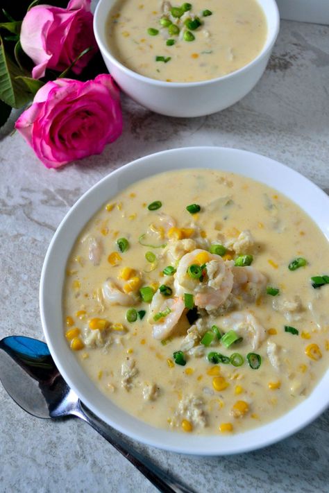 Shrimp, Crab, and Corn Bisque - Coop Can Cook Crab And Corn Bisque, Crab And Corn, Coop Can Cook, Corn Bisque, Bisque Soup Recipes, Shrimp Bisque, Bisque Soup, Crab Bisque, Seafood Bisque