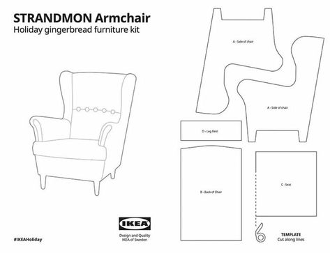 IKEA Releases The Gingerbread Höme Kit That Allows You To Create Miniature Gingerbread Versions Of Their Furniture 1/12 Scale Printables, 1 12 Scale Miniatures Printables Free, Crooked Furniture, Ikea Gingerbread House, Ikea Instructions, Dollhouse Furniture Tutorials, Doll Furniture Patterns, Diy Barbie House, Diy Dolls