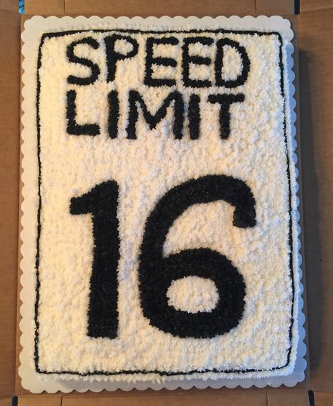 Driving Cake Sweet 16, Speed Limit 16 Cake, Turning 16 Birthday Ideas, Speed Limit Birthday Ideas, Sweet 16 Car Cake, Car Themed Sweet 16, Birthday Cake For 16 Year Boy, Sweet 16 Party Ideas Cake, 15th Birthday Ideas For Boys