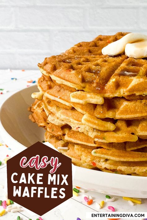 Waffles With Cake Mix Boxes, Waffles From Cake Mix Boxes, Cake Mix Waffles, Diy Waffles, Jello Shot, How To Make Waffles, Crispy Waffle, Funfetti Cake Mix, Waffle Cake