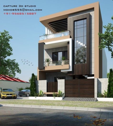 Mumty Elevation Design, 20 40 House Elevation Double Floor, 20 Feet Front Elevation Modern G+1, Glass Elevation House, Elevation Glass Design, Elevation Glass Design For Home, Front Staircase Elevation, Latest Elevation Designs For House, Balcony Elevation Design