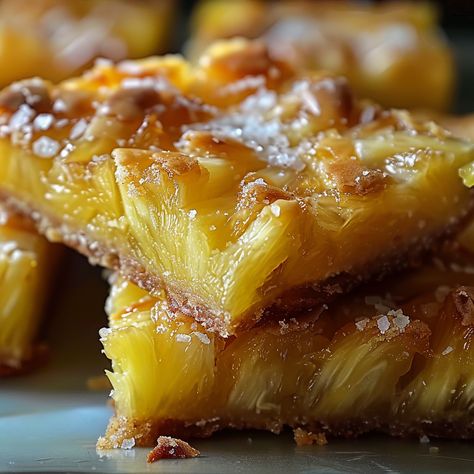 Pineapple Bliss Bars Canned Pineapple Tidbits Recipes, Pineapple Squares Old Fashion, Baked Pineapple Dessert, Tropical Pineapple Cheesecake Tart, Tropical Pineapple Bliss Bars, Pineapple Bliss Bars Recipe, Pineapple Bliss Bars, Fresh Pineapple Recipes Healthy, Pineapple Bars Recipe