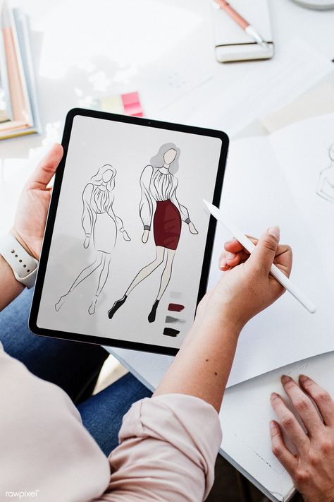 Fashion designer drawing on a digital tablet | premium image by rawpixel.com / McKinsey Graphic Design Tablet, Fashion Designer Drawing, Drawing On Tablet, Graphic Mockup, Stock Photography Ideas, Drawing Ipad, App Drawings, Designer Drawing, Fashion Design Inspiration