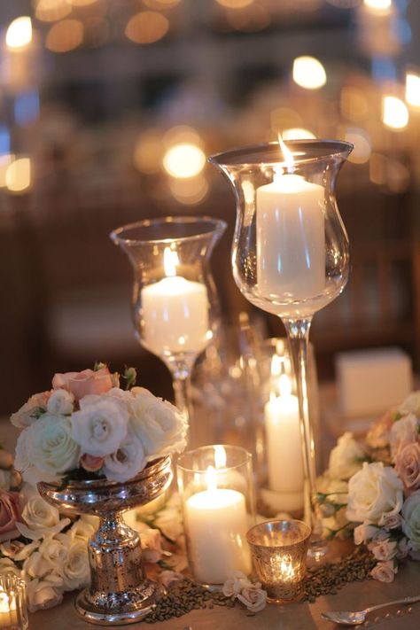 Romantic wedding centerpiece #weddingdecor #classicwedding #goldwedding #centerpiece #weddingreception Candles And Flowers, Vintage Wedding Table, Gold Centerpieces, Romantic Wedding Decor, Oval Engagement, Thanksgiving Table Decorations, Wedding Table Decorations, Rings Engagement, Candle Centerpieces