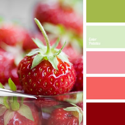 Wonderful "tasty" palette as juicy summer fruits and berries. Shades of green, pink and bright red - a lovely song, fresh and cheerful. Suitable for the cr. In Color Balance, Color Concept, Strawberry Color, Color Palette Ideas, Wall Living Room, Chameleon Color, Color Schemes Colour Palettes, Palette Ideas, Warm Palette