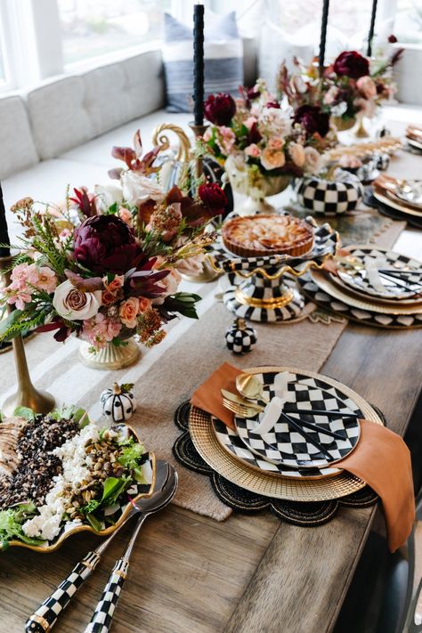 Mackenzie Childs Thanksgiving Table, Mackenzie Childs Table Setting, Mackenzie Childs Decor, Mackenzie Childs Christmas, Whimsigoth Wedding, Candle Tablescapes, Halloween Table Settings, Fall Dining Table, Ivory Lane