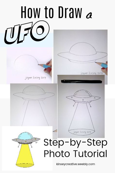 How to draw a UFO. Learn how to doodle a cartoon UFO spaceship in just a few minutes.  #howto #arttutorial #drawing #doodle Alien Doodle Art, How To Draw Spaceship, Easy Drawings Aesthetic Trippy, Alien Spaceship Drawing, Spaceship Doodle, Ufo Doodle, Planet Activities, Spaceship Aesthetic, Ufo Drawing