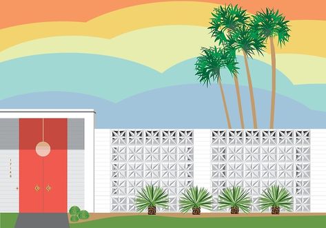 Coral Door, Vintage Palm Springs, Pool Wall, Palm Springs Style, Palm Spring, Graduation Theme, Art Print Display, Story Board, Sunset Canvas