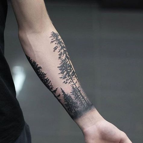 Forest Tattoo Sleeve, Natur Tattoo Arm, Tree Sleeve Tattoo, Pine Tattoo, Tree Tattoo Arm, Mangas Tattoo, Tatuagem Masculina Pequena, Cool Half Sleeve Tattoos, Tattoo Diy