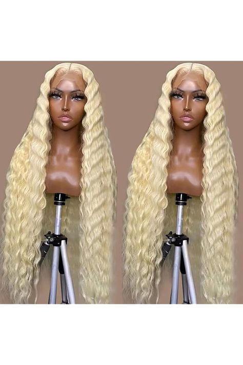 Lace Front Wig Human Hair - Blonde Wig Human Hair,Deep Wave Lace Frontal Wig Lace Front Wigs Human Hair Pre Plucked deep wave Synthetic Wig Heat Resistant for Black Women Daily Party (30 Inch, Gold) Gold Wigs For Black Women, Synthetic Blonde Wig Black Women, 613 Frontal Wig Brown Roots, Brazilian Wigs, Blonde Synthetic Lace Front Wig, Gold/yellow 28" Wigs, Wig Lace Front, Blue Wig, Lace Front Wigs Human Hair