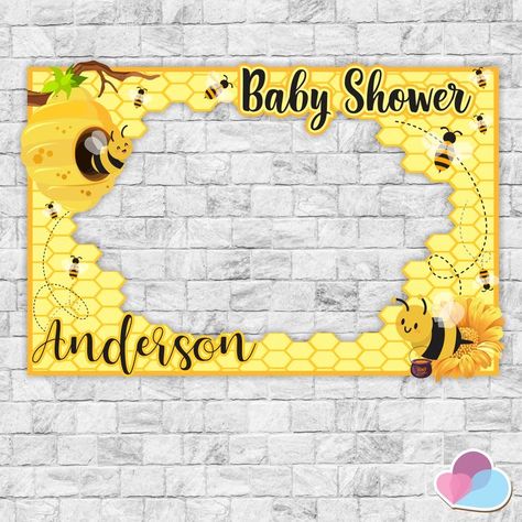 Bee Photo Backdrop, Bee Photo Booth, Baybee Shower, Bee Themed Gender Reveal, Bee Party Decorations, He Or She Gender Reveal, Bee Gender Reveal, Selfie Frame, Birthday Photo Booths