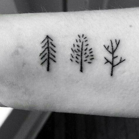 Tree Seasons Mens Inner Forearm Simple Tattoos Simple Tree Tattoo, Stick Tattoo, Stick Poke Tattoo, Stick N Poke, Handpoke Tattoo, Tree Tattoo Designs, Stick N Poke Tattoo, Hand Poked Tattoo, Mehndi Tattoo