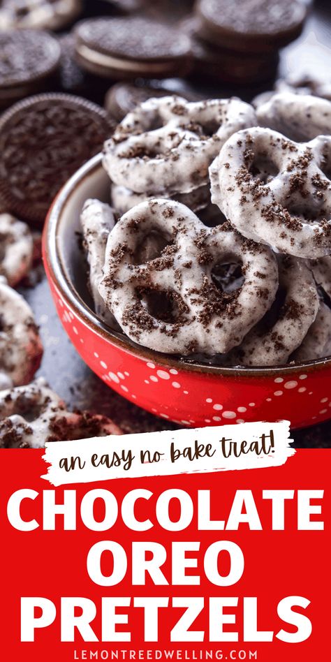 Chocolate Covered Pretzels Recipe, Gift Treats, White Chocolate Oreos, White Chocolate Pretzels, Pretzel Snacks, Pretzel Treats, Chocolate Oreo, Covered Pretzels, Pretzels Recipe