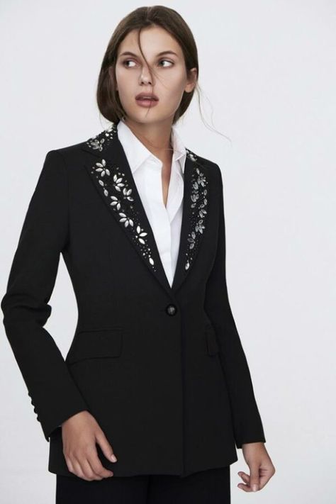 Blazers - My Glamorista: Online Shopping Clothes Women, Lapel Jacket, Exclusive Clothing, Original Clothes, Stylish Dress Designs, Crepe Fabric, Independent Designers Fashion, Handmade Clothes, Military Fashion