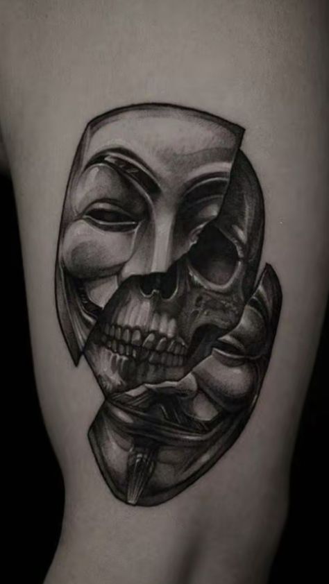 Vendetta Tattoo, Tattoo Frases, Alien Skull, Mask Tattoo, Dad Tattoos, Bad Tattoos, Human Canvas, Black Tattoo, Wolf Tattoos