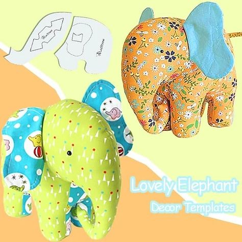 Elephant Template, Bear Template, Cute Elephants, Sewing Online, 3d Fabric, Ruler Set, Colorful Elephant, Elephant Toy, Memory Bear