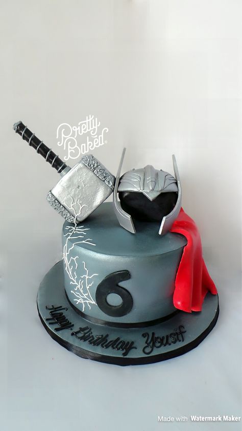 Thor Birthday Party Decorations, Thor Theme Cake, Thor Birthday Party Ideas, Thor Cake Ideas, Thor Hammer Cake, Thor Birthday Cake, Thor Birthday Party, Thor Party, Thor Cake