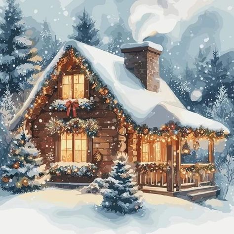 Christmas Landscape, Days Till Christmas, Christmas Drawing, Winter Pictures, Christmas Scenes, Snow Winter, Winter Art, Art Kits, Christmas Paintings